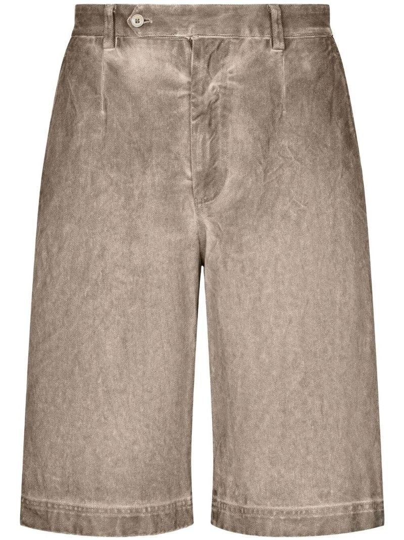 Grey Acid-wash Denim Shorts