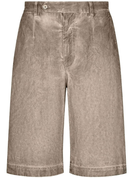 Grey Acid-wash Denim Shorts