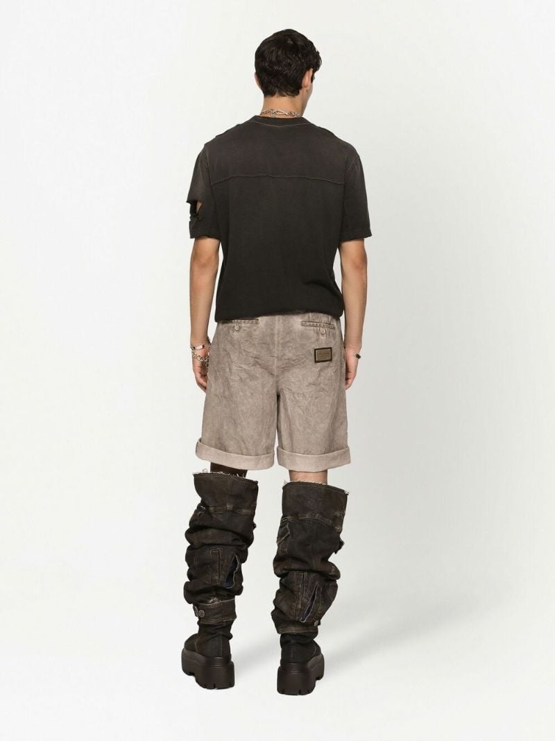 Grey Acid-wash Denim Shorts