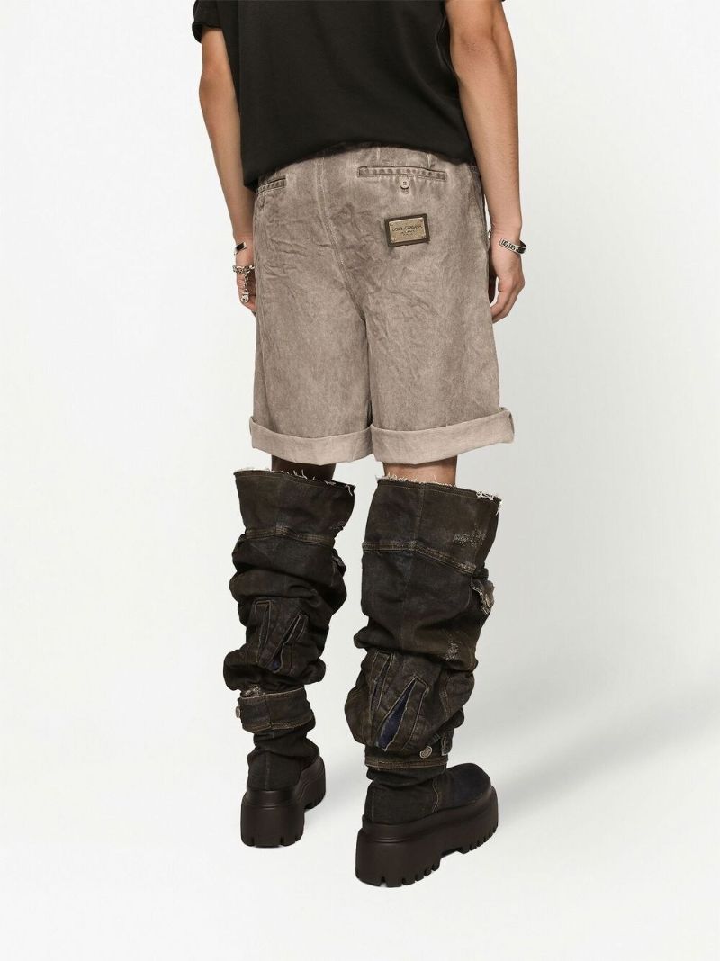Grey Acid-wash Denim Shorts