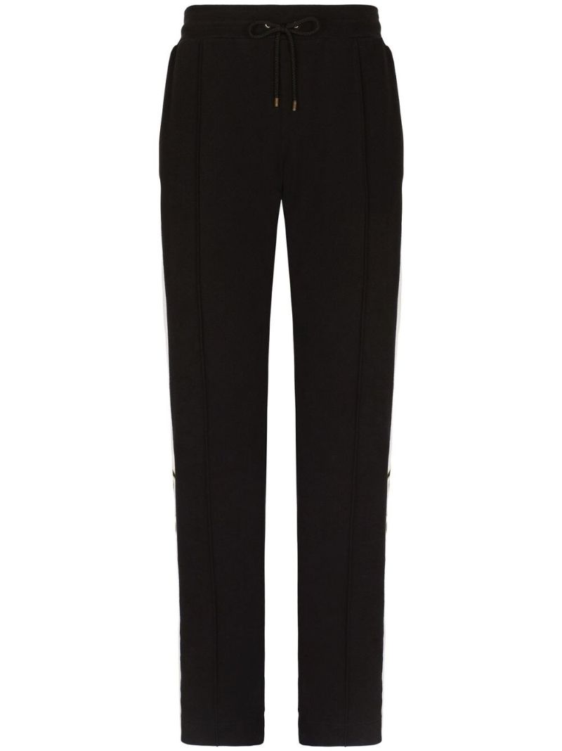 Black Logo Print Side-stripe Cotton Track Pants