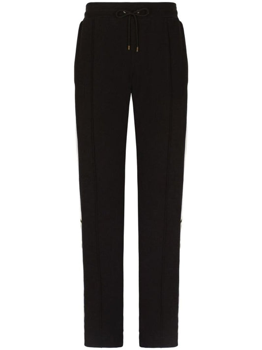 Black Logo Print Side-stripe Cotton Track Pants
