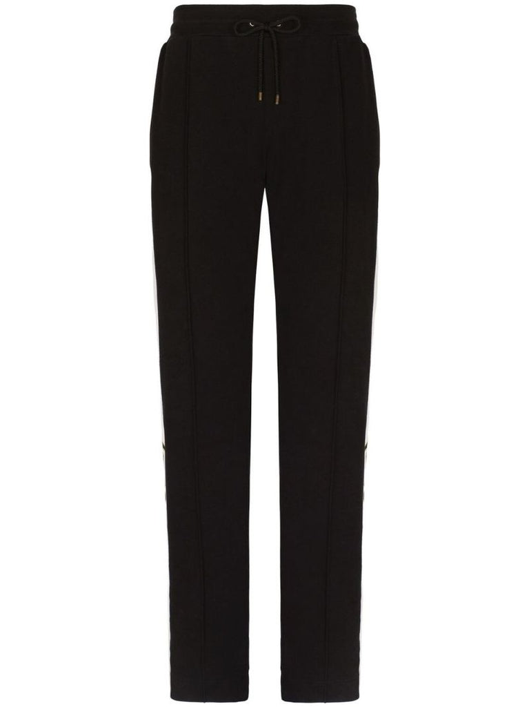 Black Logo Print Side-stripe Cotton Track Pants
