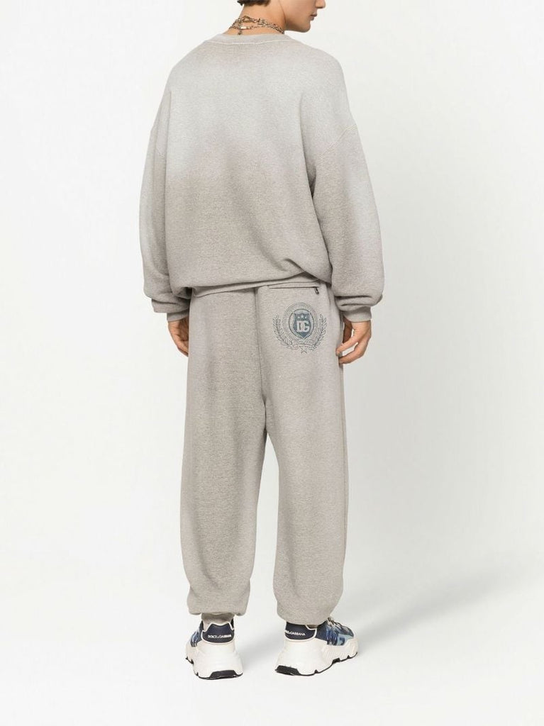 Grey Logo Print Cotton Track Pants