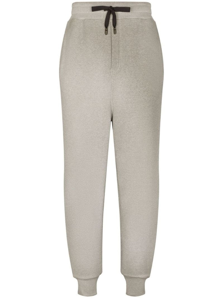 Grey Logo Print Cotton Track Pants