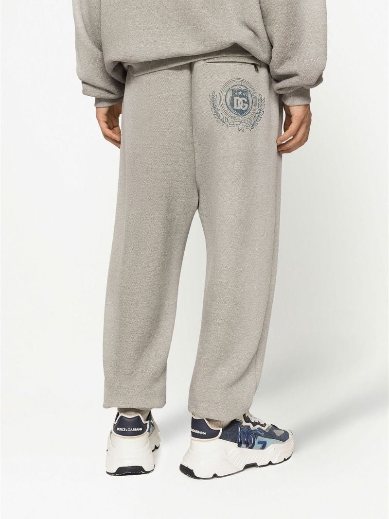 Grey Logo Print Cotton Track Pants
