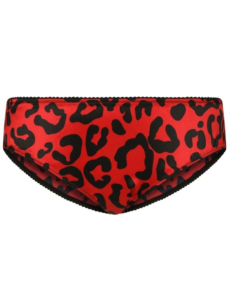 Red Leopard Print Silk Briefs