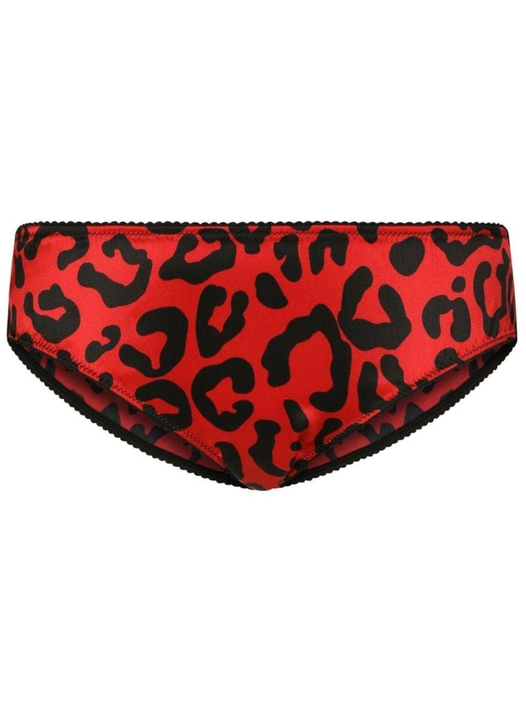 Red Leopard Print Silk Briefs