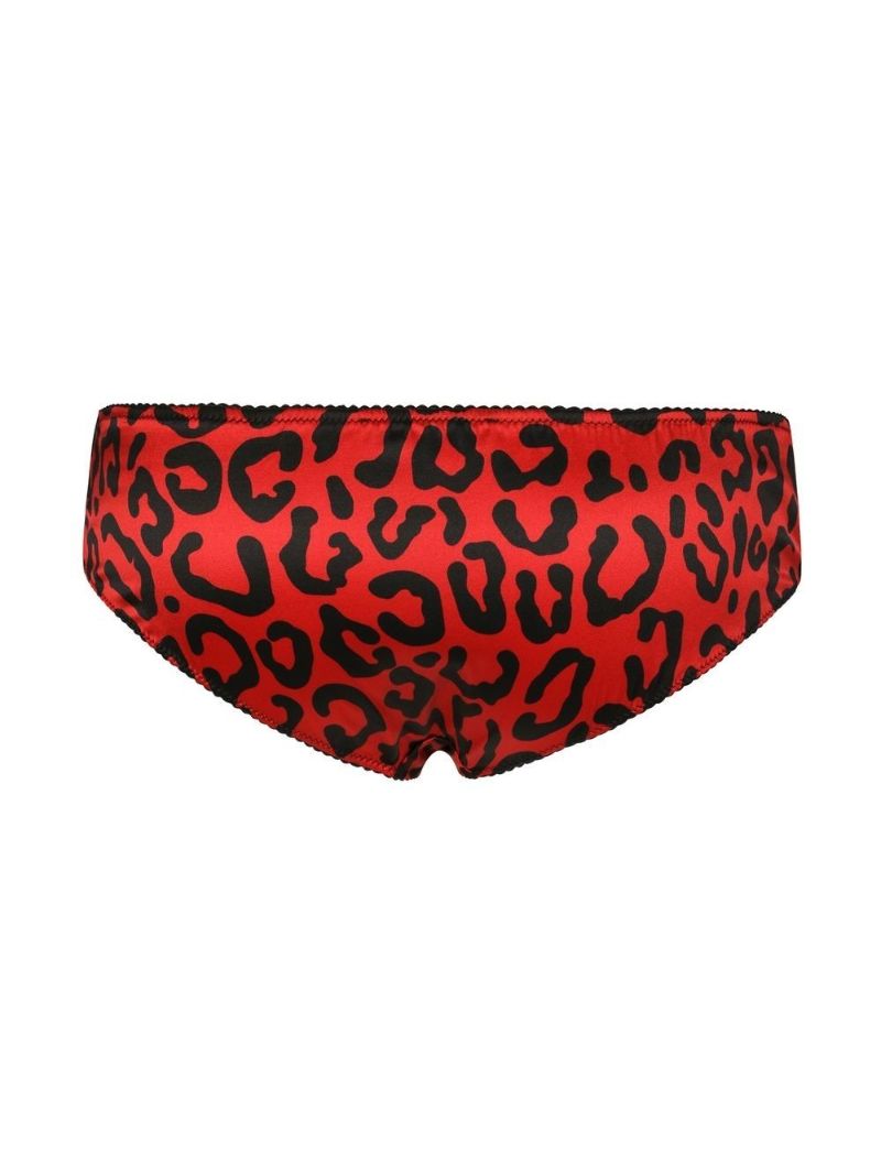 Red Leopard Print Silk Briefs
