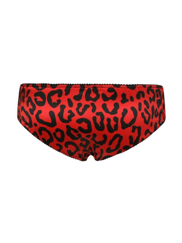 Red Leopard Print Silk Briefs