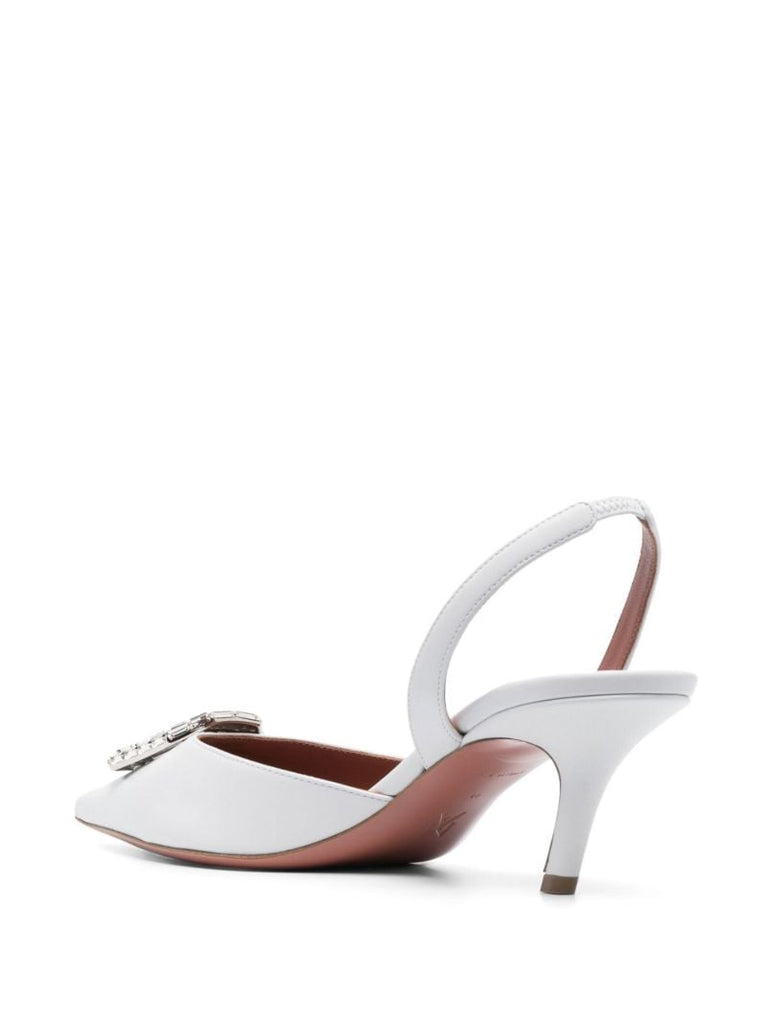 White Camelia 60 Pointed Slingback Pumps