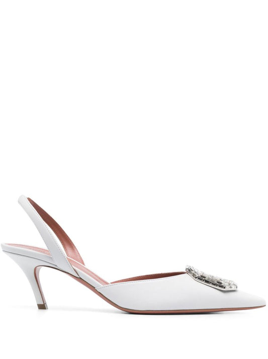White Camelia 60 Pointed Slingback Pumps