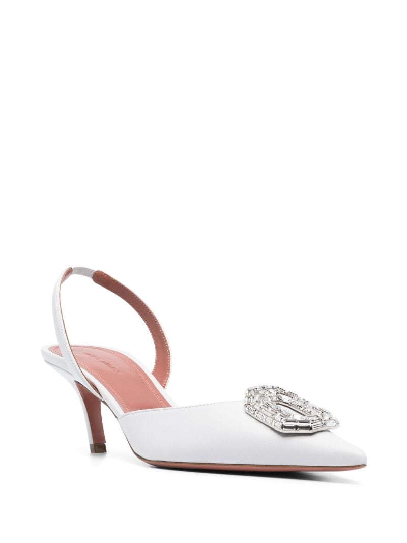 White Camelia 60 Pointed Slingback Pumps