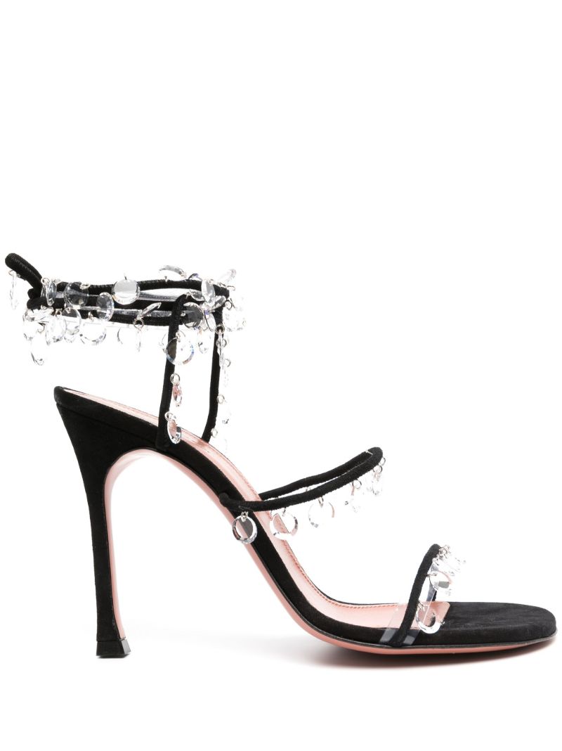 Black Tina 105 Crystal Suede Sandals