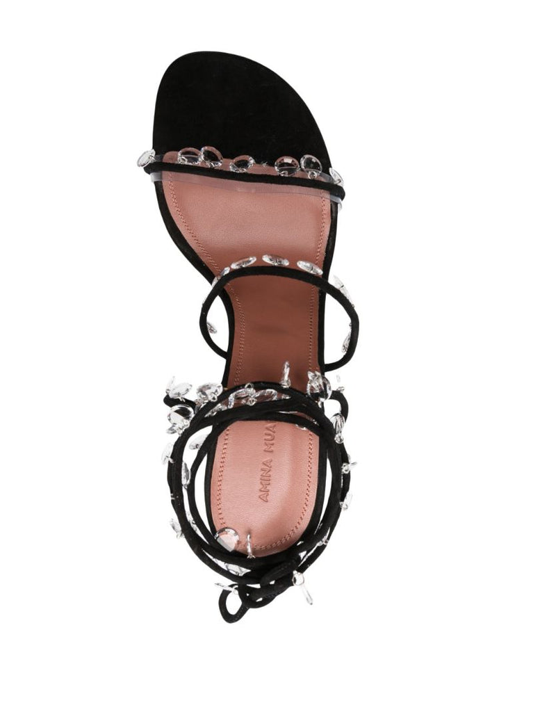 Black Tina 105 Crystal Suede Sandals