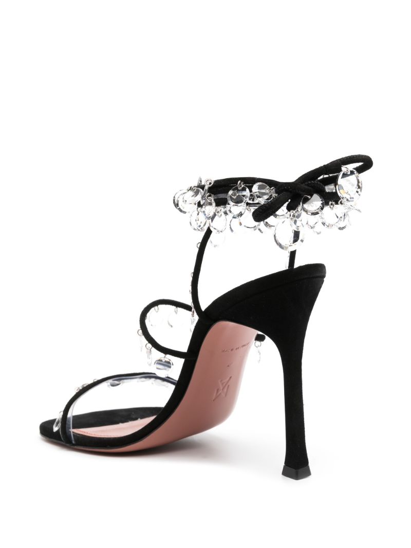 Black Tina 105 Crystal Suede Sandals