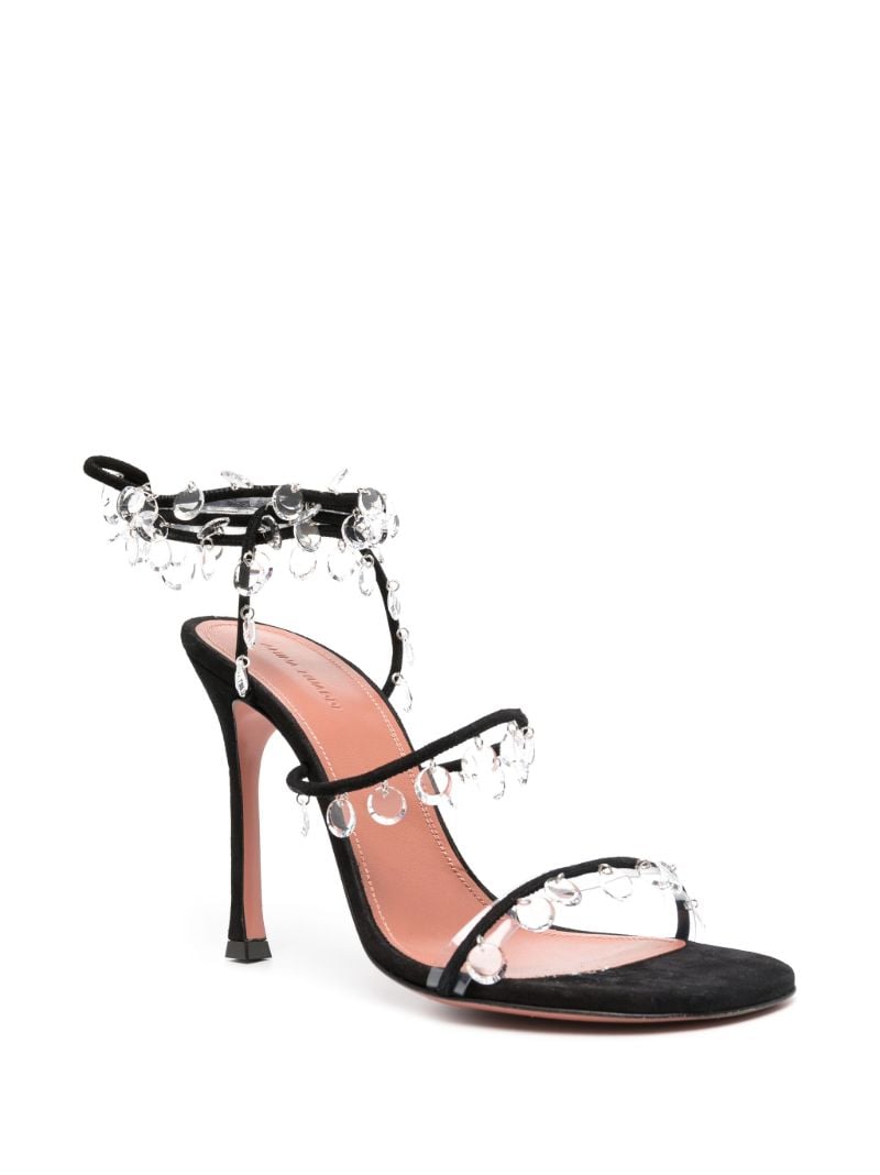 Black Tina 105 Crystal Suede Sandals