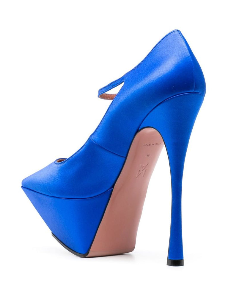 Blue Angelica 150 Satin Pumps