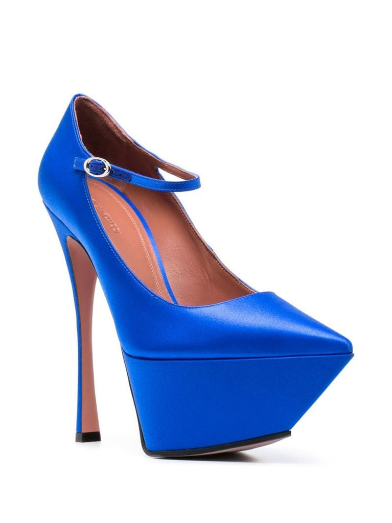 Blue Angelica 150 Satin Pumps