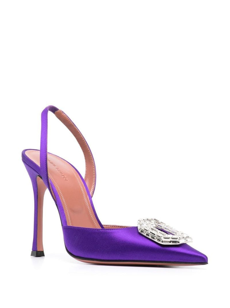 Purple Camelia 105 Crystal Slingback Pumps