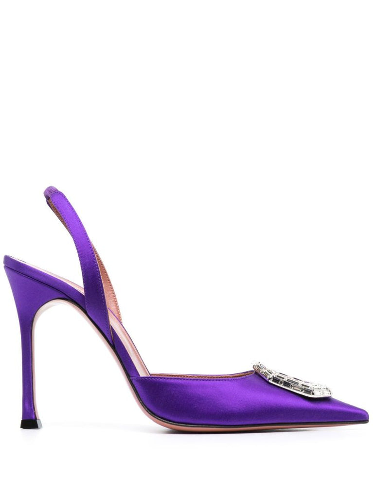 Purple Camelia 105 Crystal Slingback Pumps