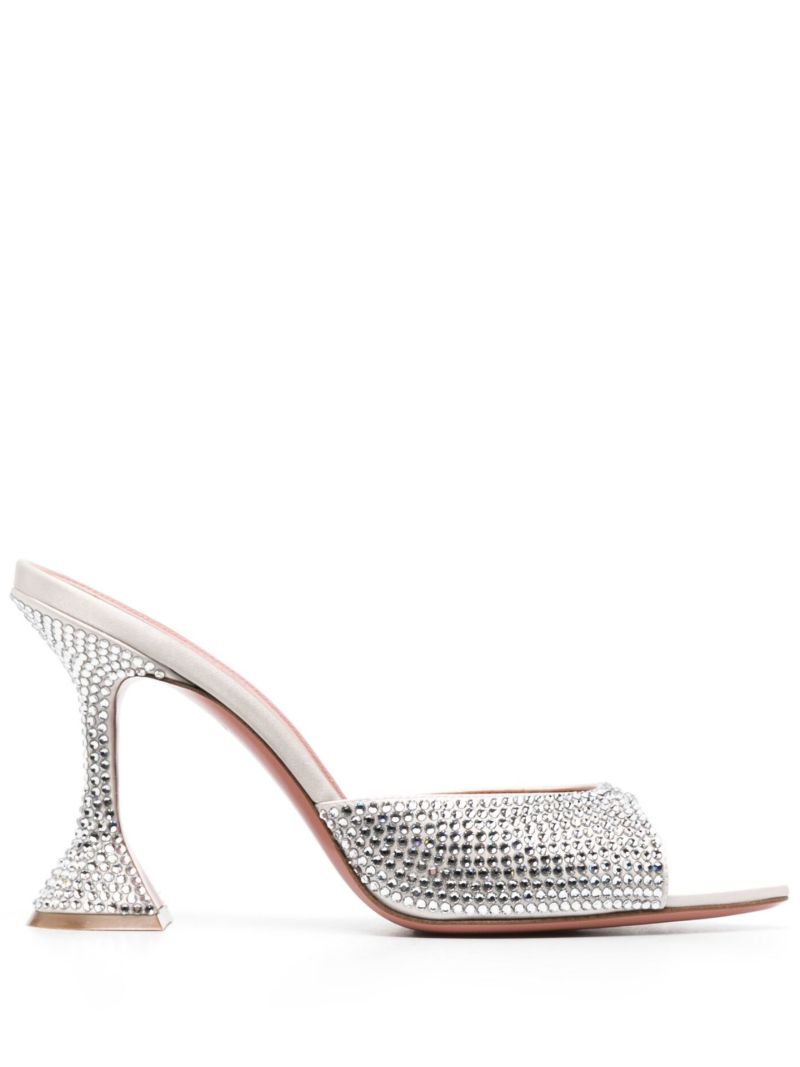 Silver-tone Caroline 95 Crystal-embellished Mules