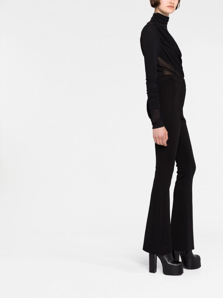 Black High-waisted Flared Trousers