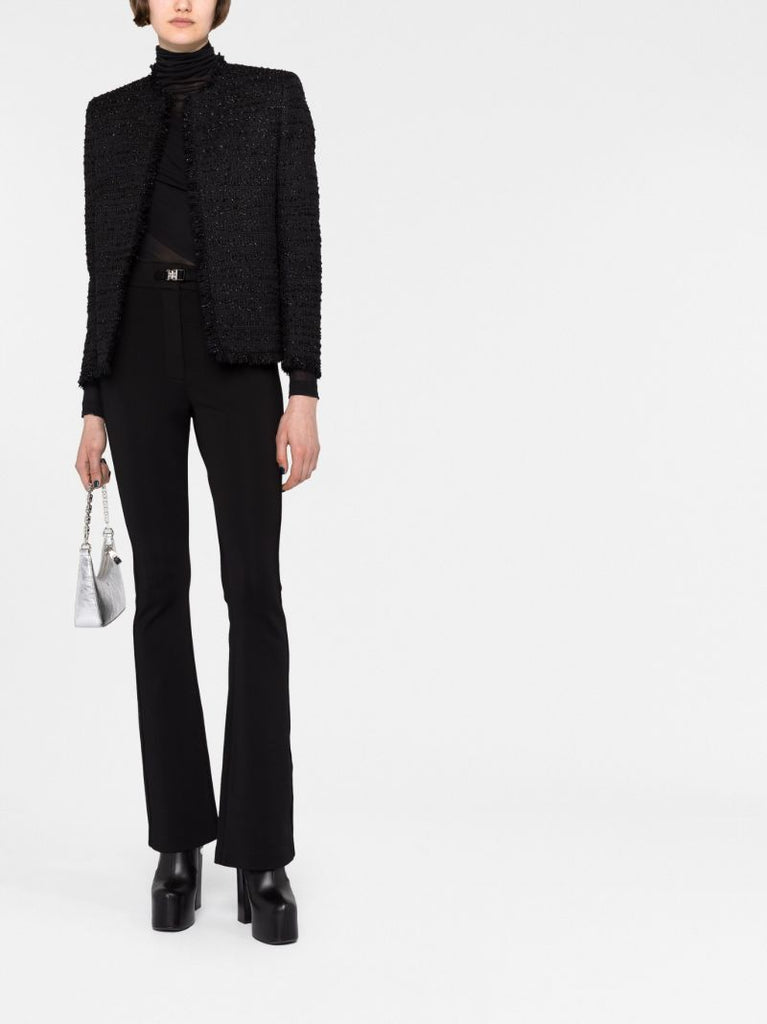 Black High-waisted Flared Trousers
