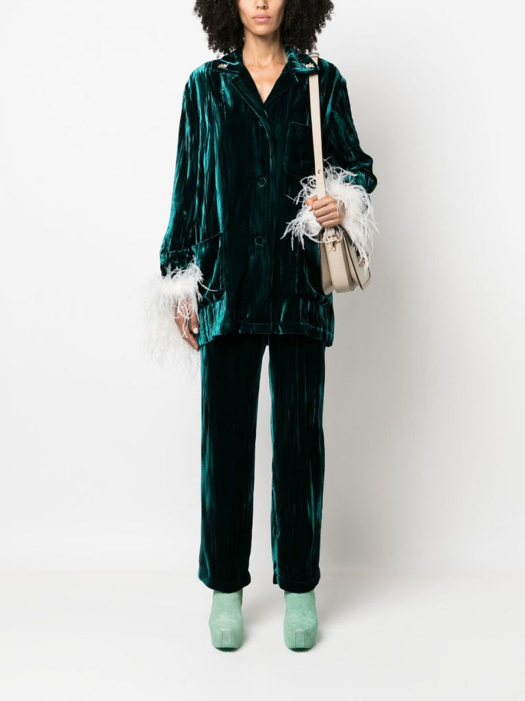 Green Crushed Velvet Shirt