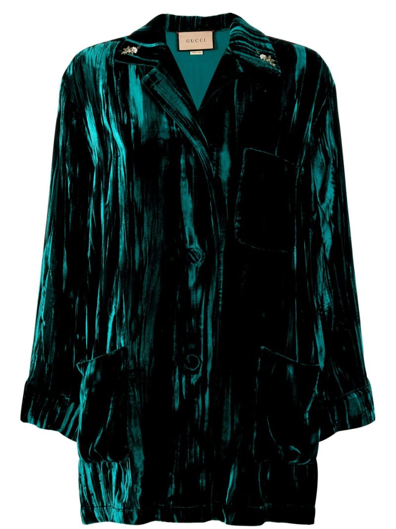 Green Crushed Velvet Shirt