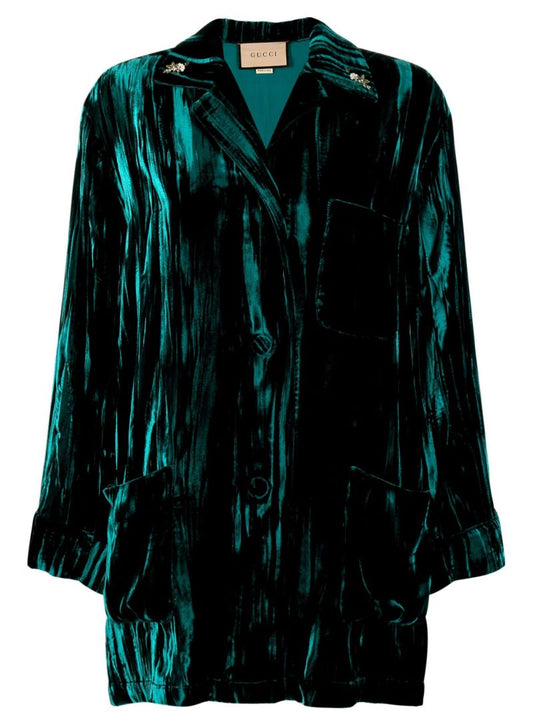 Green Crushed Velvet Shirt