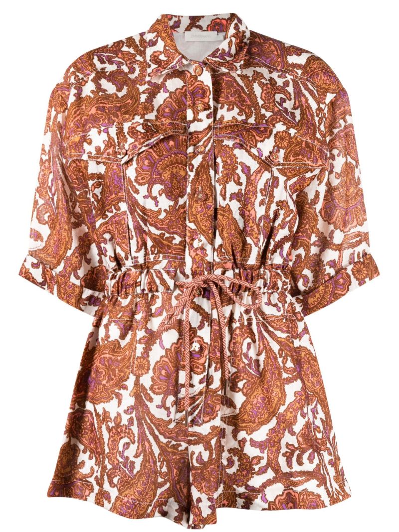 Brown Tiggy Paisley Print Playsuit