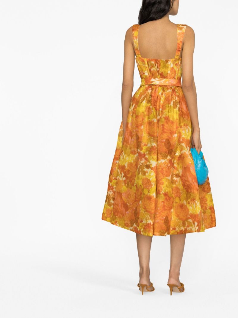 Orange High Tide Picnic Midi Dress