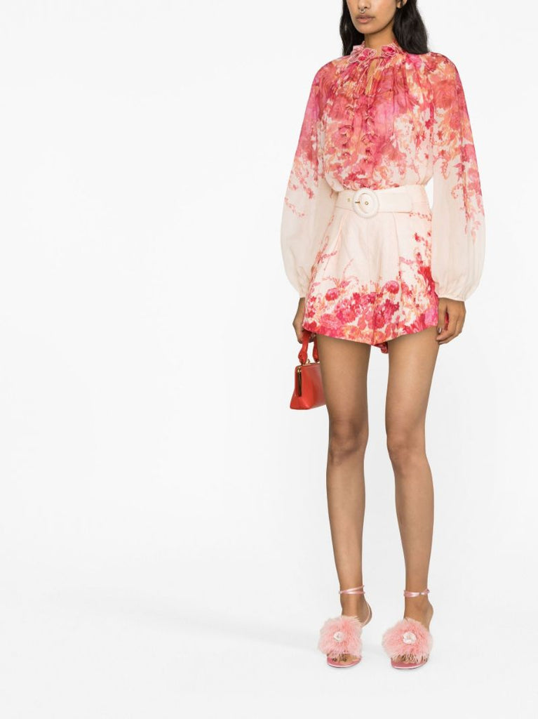 Pink High Tide Billow-sleeve Blouse