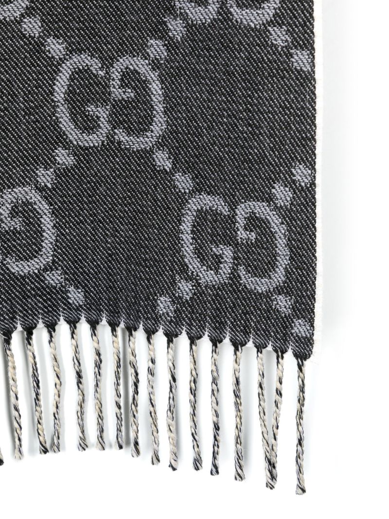 Grey Gg Jacquard Wool Scarf