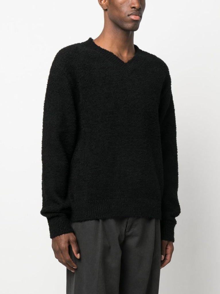 Black V-neck Organic Cotton Jumper