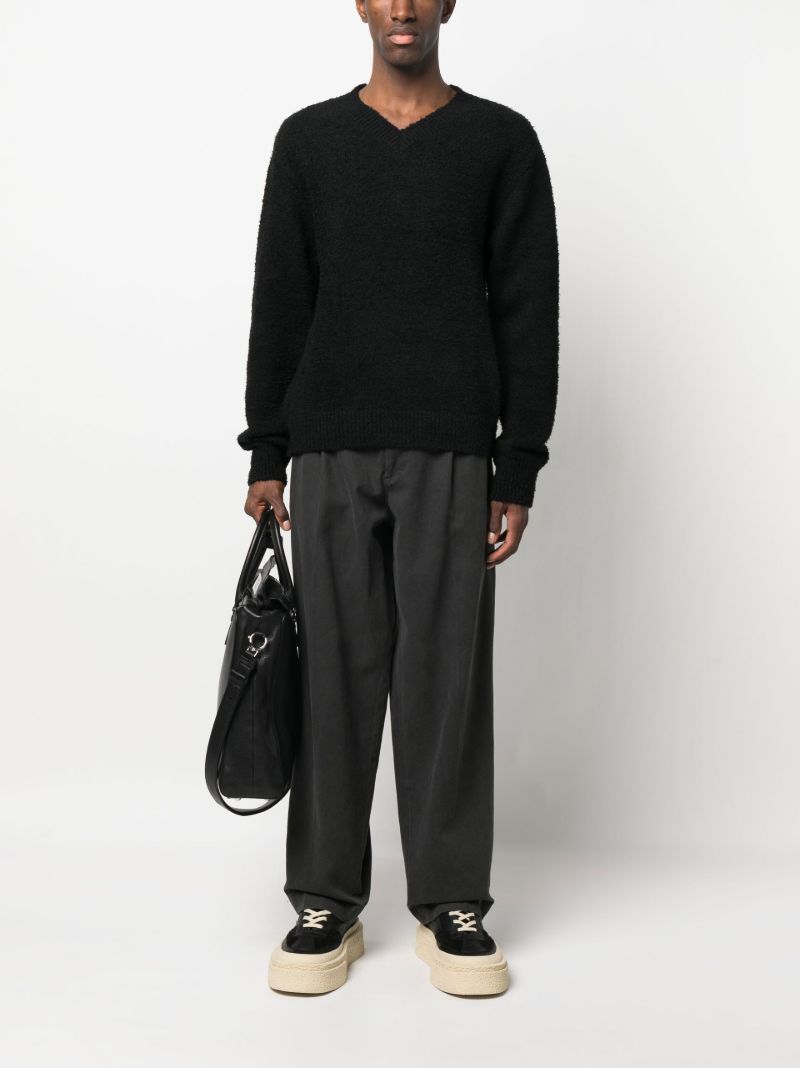 Black V-neck Organic Cotton Jumper