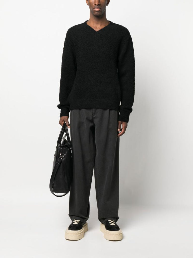 Black V-neck Organic Cotton Jumper