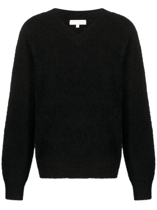 Black V-neck Organic Cotton Jumper
