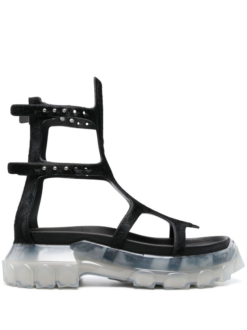 Black Spartan Tractor Gladiator Sandals