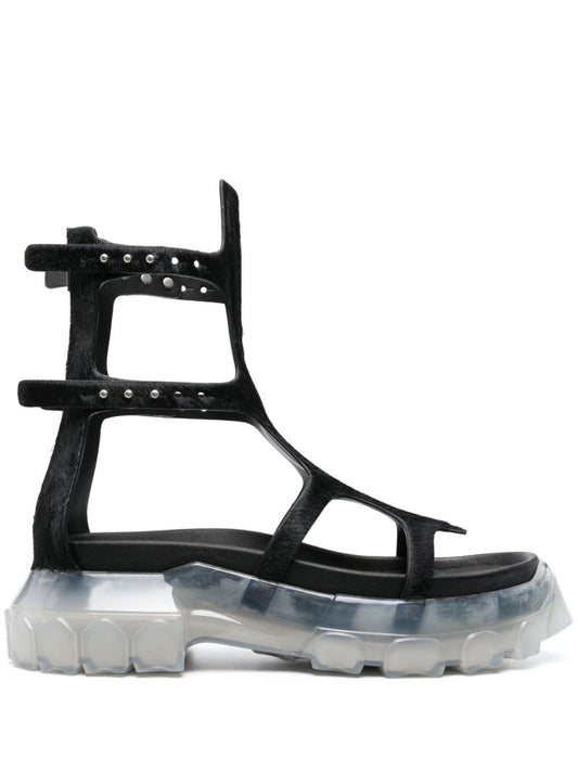 Black Spartan Tractor Gladiator Sandals