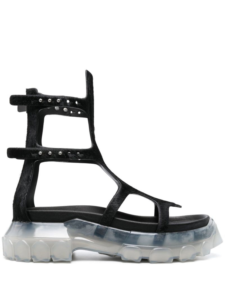 Black Spartan Tractor Gladiator Sandals