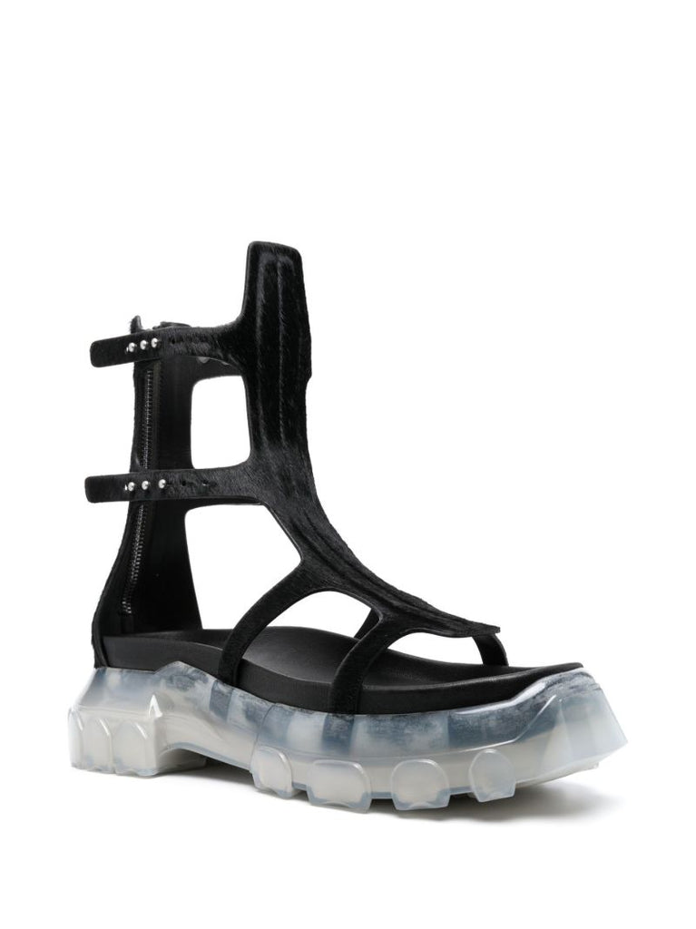 Black Spartan Tractor Gladiator Sandals