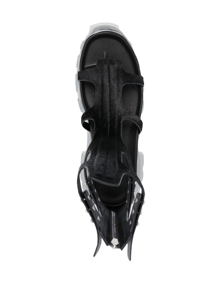 Black Spartan Tractor Gladiator Sandals