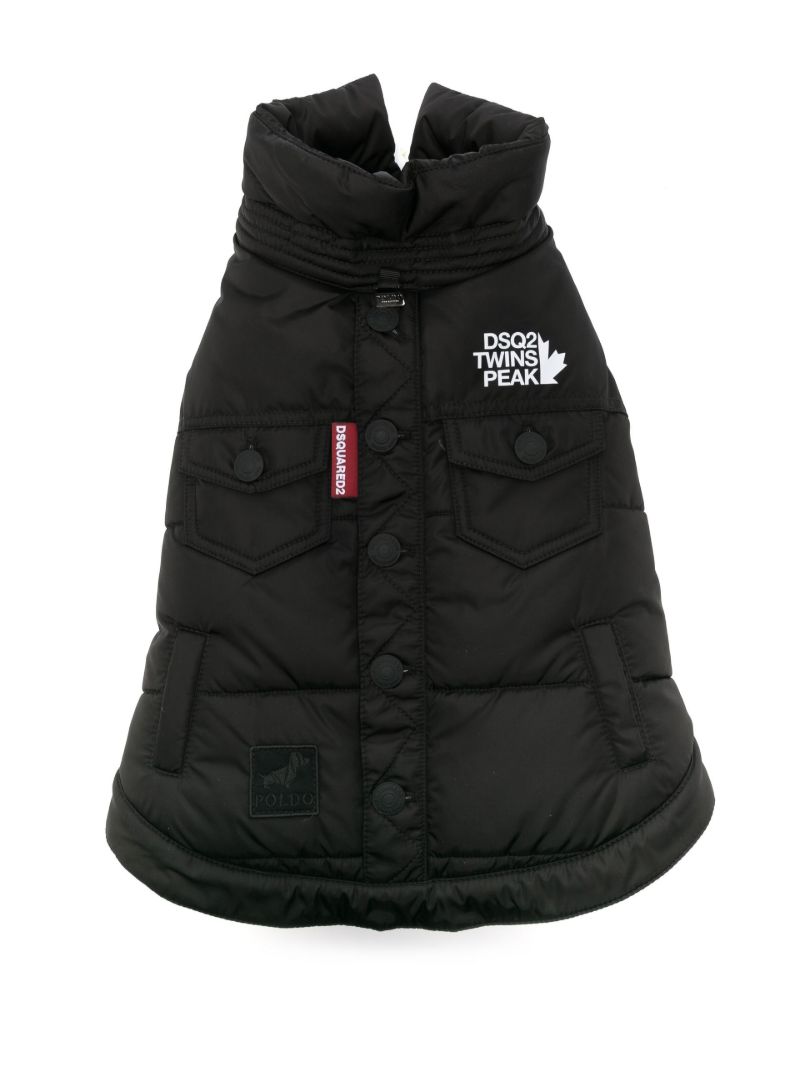 Black Logo Puffer Dog Coat