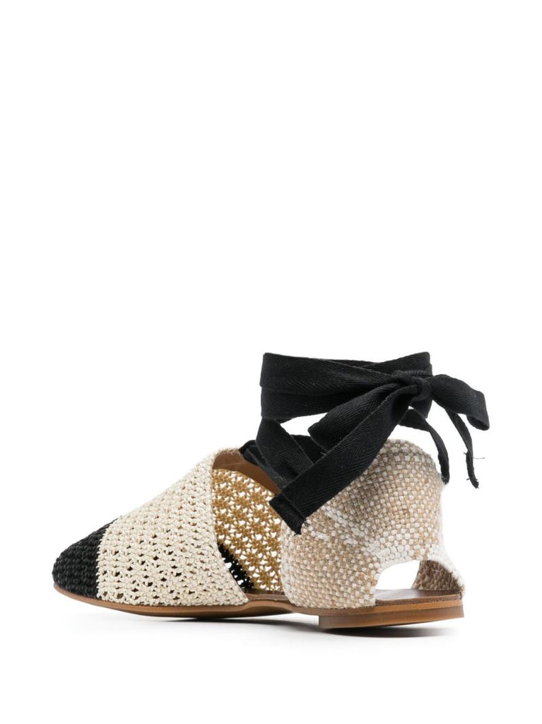 Neutral and Black Gretel Woven Espadrilles