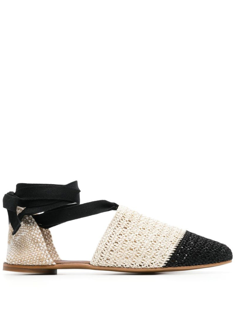 Neutral and Black Gretel Woven Espadrilles