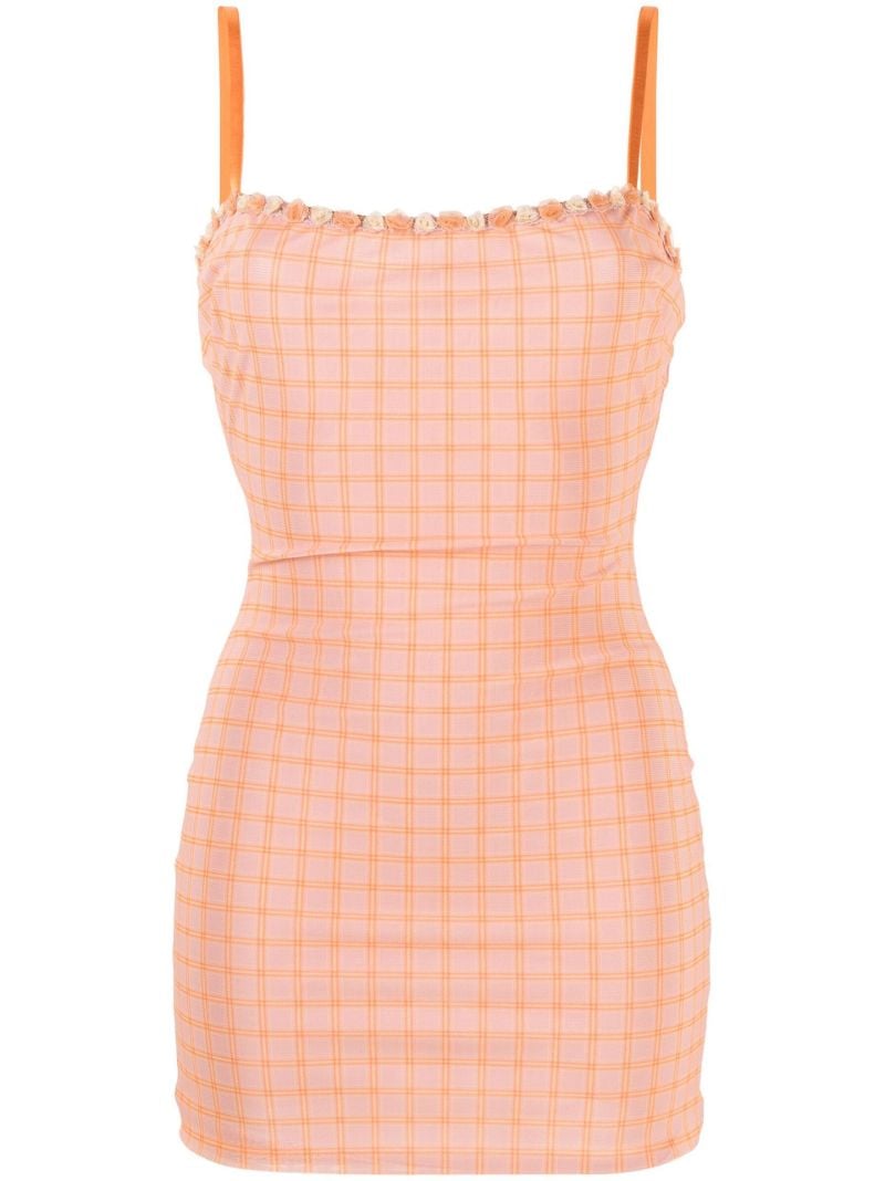 Orange Checked Mini Dress