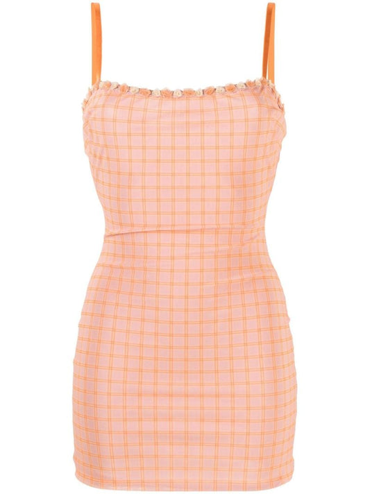 Orange Checked Mini Dress