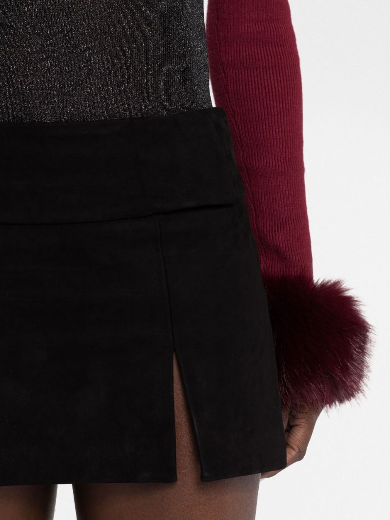 Black Suede Micro Mini Skirt